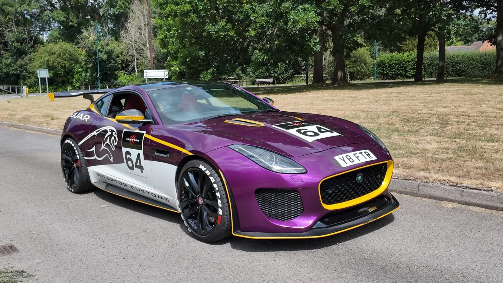 Jaguar F-Type in a Wraptor Customs race livery wrap