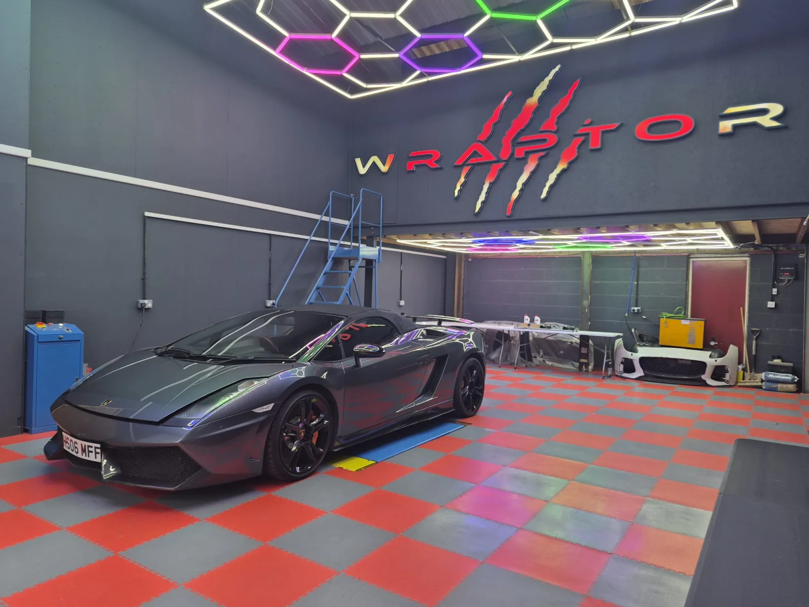 Lamborghini Gallardo in the Wraptor Tuning workshop in Alcester