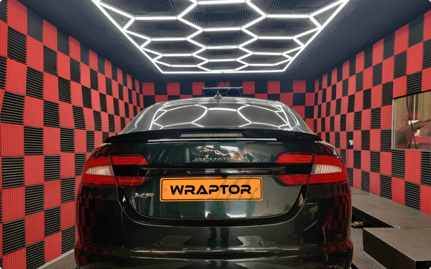 Performance car on the dyno at Wraptor Tuning